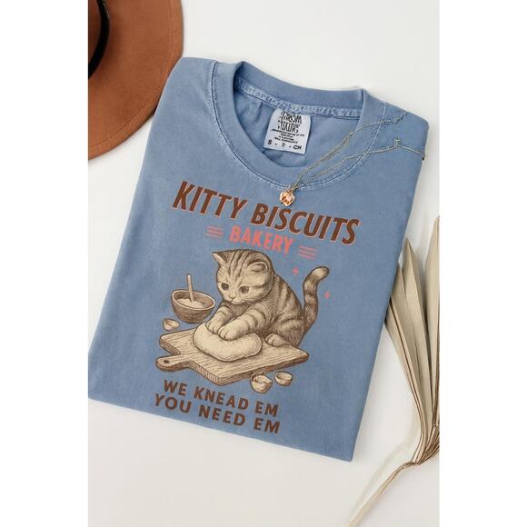 Comfort Colors® Cat Biscuit Shirt,Cute Kitty Biscuits Bakery Retro Tee, Funny - Picture 2 of 9